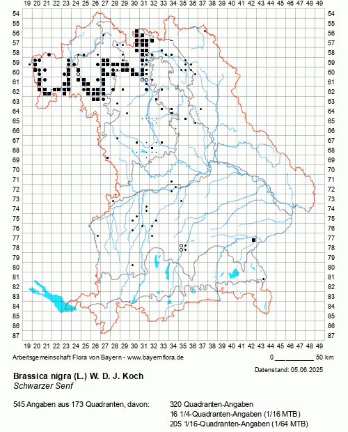 Die Verbreitungskarte zu Brassica nigra (L.) W. D. J. Koch wird geladen ...