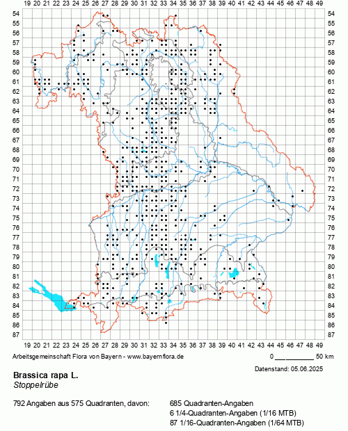 Die Verbreitungskarte zu Brassica rapa L. wird geladen ...