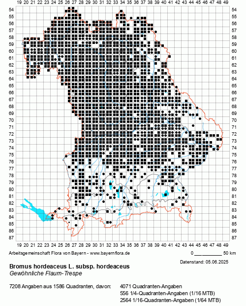 Die Verbreitungskarte zu Bromus hordeaceus L. subsp. hordeaceus wird geladen ...
