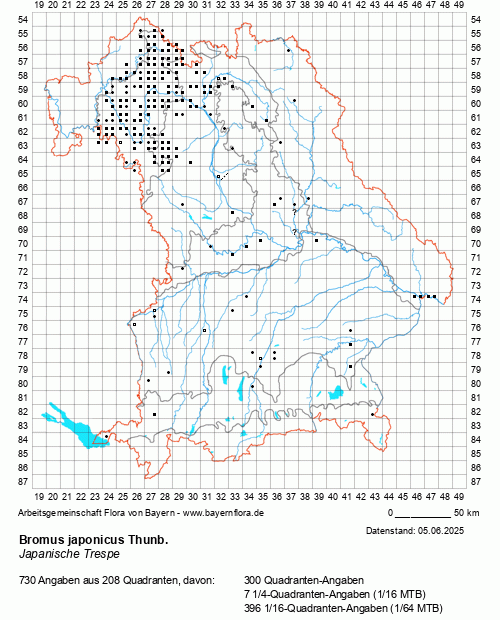 Die Verbreitungskarte zu Bromus japonicus Thunb. wird geladen ...
