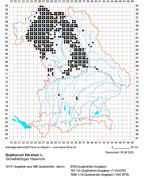 Die Verbreitungskarte zu Bupleurum falcatum L. wird geladen ...