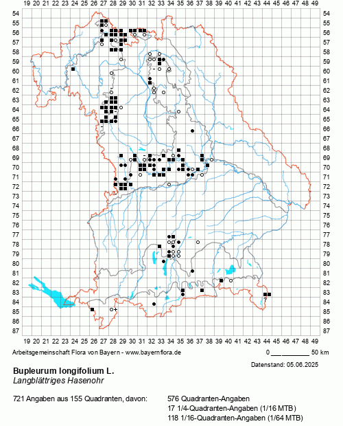 Die Verbreitungskarte zu Bupleurum longifolium L. wird geladen ...