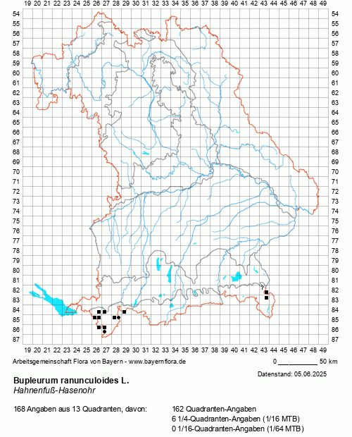 Die Verbreitungskarte zu Bupleurum ranunculoides L. wird geladen ...