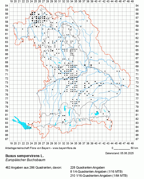 Die Verbreitungskarte zu Buxus sempervirens L. wird geladen ...