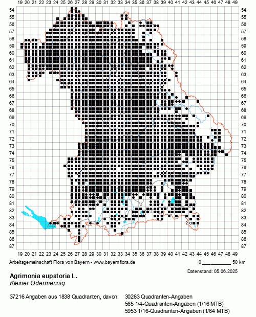Die Verbreitungskarte zu Agrimonia eupatoria L. wird geladen ...