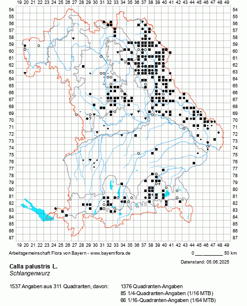 Die Verbreitungskarte zu Calla palustris L. wird geladen ...